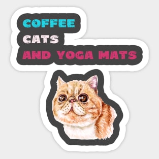 Coffee cats and yoga mats funny yoga and cat drawing Sticker